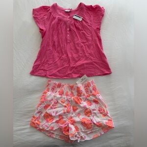 Vineyard Vines Pink Blouse and Floral Shorts Set